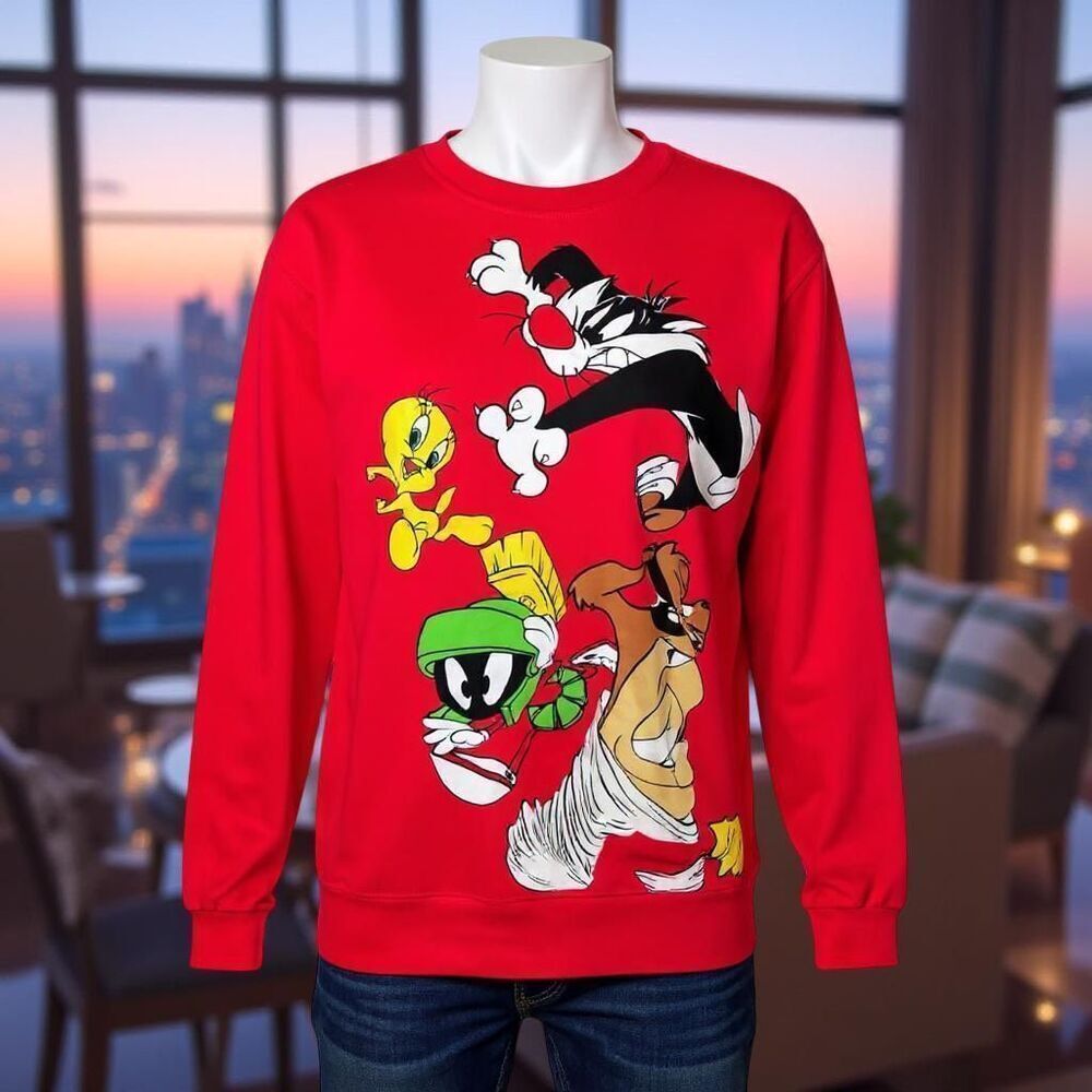 Juniors Looney Toons Taz Marvin Bugs Tweety Sylvester & Bugs Sweatshirt Size Sma